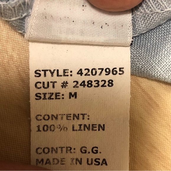 Sea Glass Lane Blue Linen Split Back Blouse Size M - Picture 6 of 6